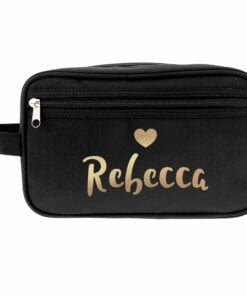 Personalised Gold Name Black Vanity Bag