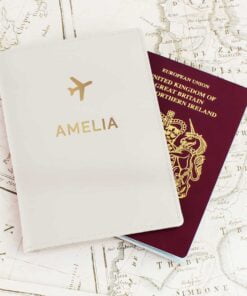 Personalised Gold Name Cream Passport Holder