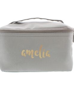 Personalised Gold Name Grey Vanity Bag