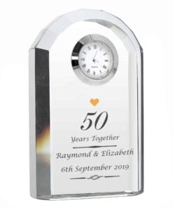 Personalised Golden Anniversary Crystal Clock