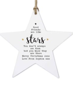Personalised Good Friends Wooden Star Decoration