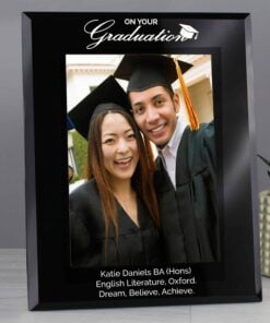 Personalised Graduation Black Glass 5×7 Photo Frame