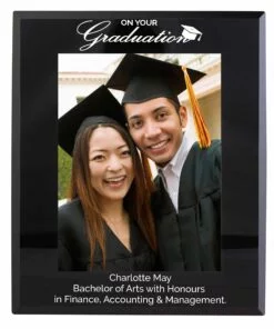 Personalised Graduation Black Glass 5×7 Photo Frame