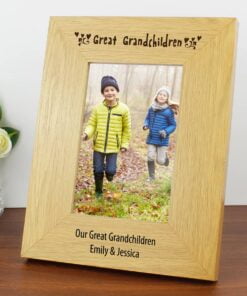 Personalised Great Grandchildren 4×6 Oak Finish Photo Frame