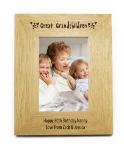 Personalised Great Grandchildren 4×6 Oak Finish Photo Frame