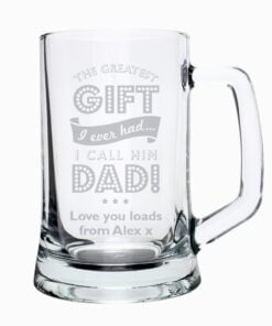 Personalised Greatest Dad Glass Pint Stern Tankard