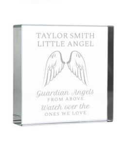Personalised Guardian Angel Wings Large Crystal Token
