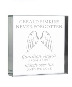 Personalised Guardian Angel Wings Large Crystal Token