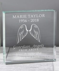 Personalised Guardian Angel Wings Large Crystal Token