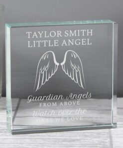 Personalised Guardian Angel Wings Large Crystal Token