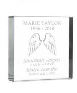 Personalised Guardian Angel Wings Large Crystal Token