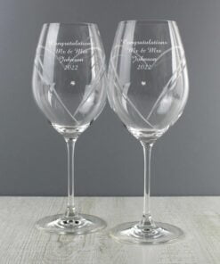 Personalised Hand Cut Diamante Heart Wine Glasses with Swarovski Elements