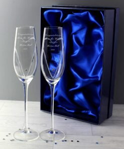 Personalised Hand Cut Heart Pair of Flutes with Swarovski Elements with Gift Box