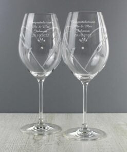 Personalised Hand Cut Little Hearts Diamante Wine Glasses with Swarovski Elements