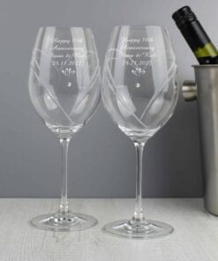 Personalised Hand Cut Little Hearts Diamante Wine Glasses with Swarovski Elements