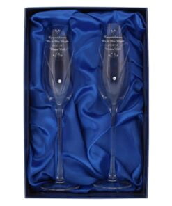 Personalised Hand Cut Little Hearts Pair of Flutes with Swarovski Elements with Gift Box