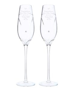 Personalised Hand Cut Little Hearts Pair of Flutes with Swarovski Elements with Gift Box