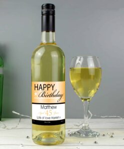 Personalised Happy Birthday White Wine