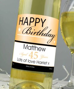 Personalised Happy Birthday White Wine