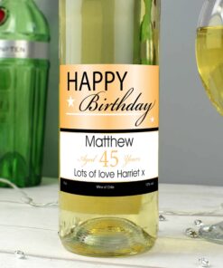 Personalised Happy Birthday White Wine