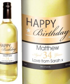 Personalised Happy Birthday White Wine