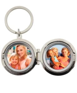 Personalised Heart Motif Round Photo Keyring