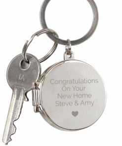 Personalised Heart Motif Round Photo Keyring