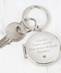 Personalised Heart Motif Round Photo Keyring