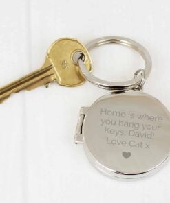 Personalised Heart Motif Round Photo Keyring