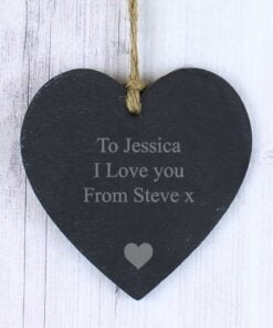 Personalised Heart Motif Slate Heart Decoration