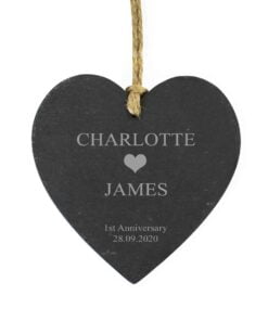 Personalised Heart Motif Slate Heart Decoration