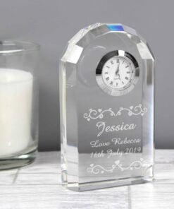 Personalised Heart Swirl Crystal Clock