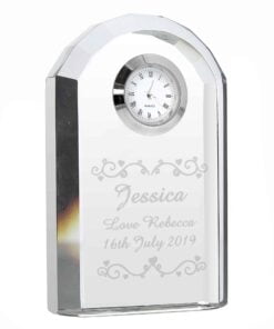 Personalised Heart Swirl Crystal Clock