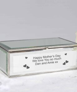 Personalised Hearts Mirrored Jewellery Box