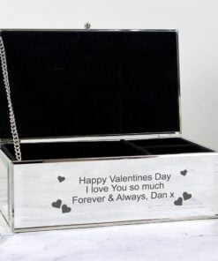 Personalised Hearts Mirrored Jewellery Box