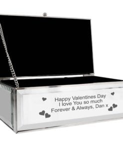 Personalised Hearts Mirrored Jewellery Box
