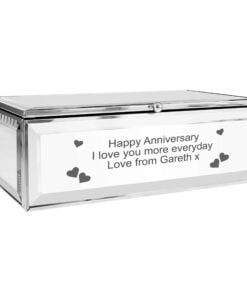 Personalised Hearts Mirrored Jewellery Box