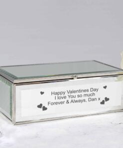 Personalised Hearts Mirrored Jewellery Box