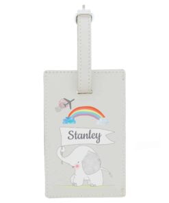 Personalised Hessian Elephant Cream Luggage Tag