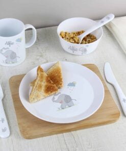 Personalised Hessian Elephant Plastic Plate