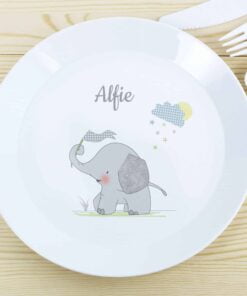 Personalised Hessian Elephant Plastic Plate