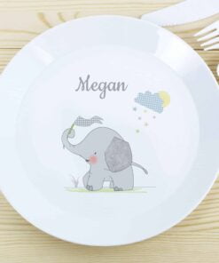 Personalised Hessian Elephant Plastic Plate