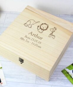Personalised Hessian Friends Large Wooden Keepsake Box