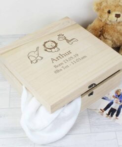 Personalised Hessian Friends Large Wooden Keepsake Box