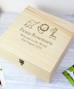 Personalised Hessian Friends Large Wooden Keepsake Box