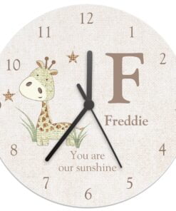 Personalised Hessian Giraffe Shabby Chic Large Wooden Clock