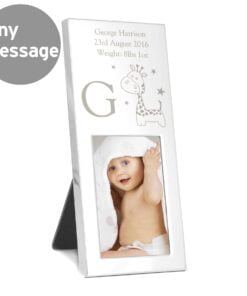 Personalised Hessian Giraffe Small 2×3 Silver Photo Frame