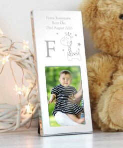 Personalised Hessian Giraffe Small 2×3 Silver Photo Frame