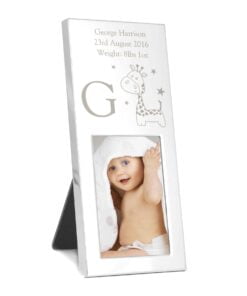 Personalised Hessian Giraffe Small 2×3 Silver Photo Frame