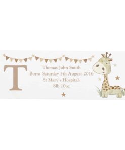 Personalised Hessian Giraffe Wooden Block Sign
